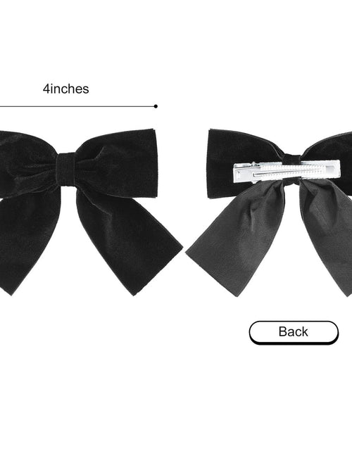 Load image into Gallery viewer, Aileam Velvet Hair Bows 2PCS Black 4" Big Fall Alligator Clips
