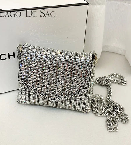 Bling Chain Crossbody Bag - Mini Rhinestone Evening Purse