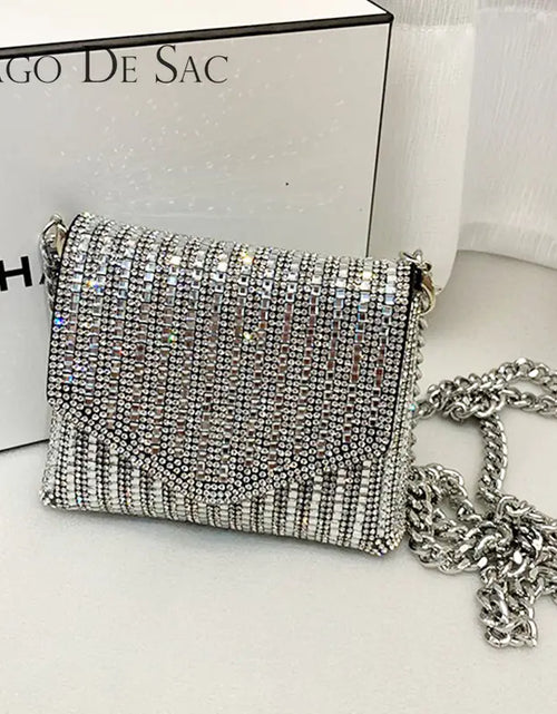 Load image into Gallery viewer, Bling Chain Crossbody Bag - Mini Rhinestone Evening Purse
