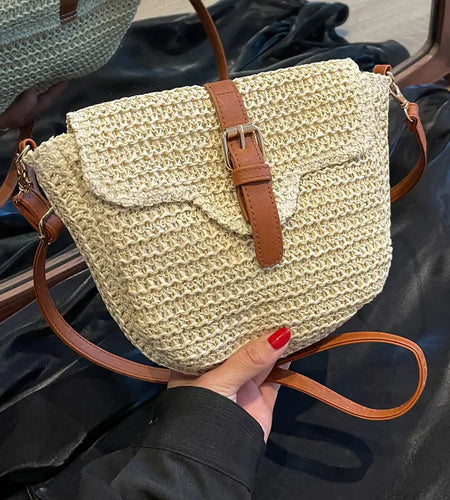 Women's Straw Messenger Bag  Casual Saddle Bag