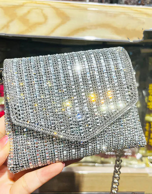 Load image into Gallery viewer, Bling Chain Crossbody Bag - Mini Rhinestone Evening Purse
