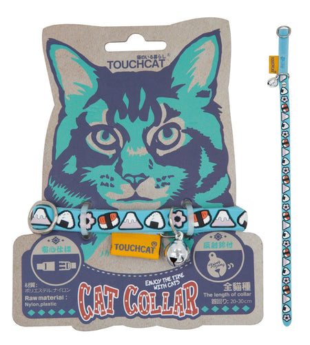 Touchcat Bell-Chime Designer Rubberized Cat Collar w/ Stainless Steel Hooks