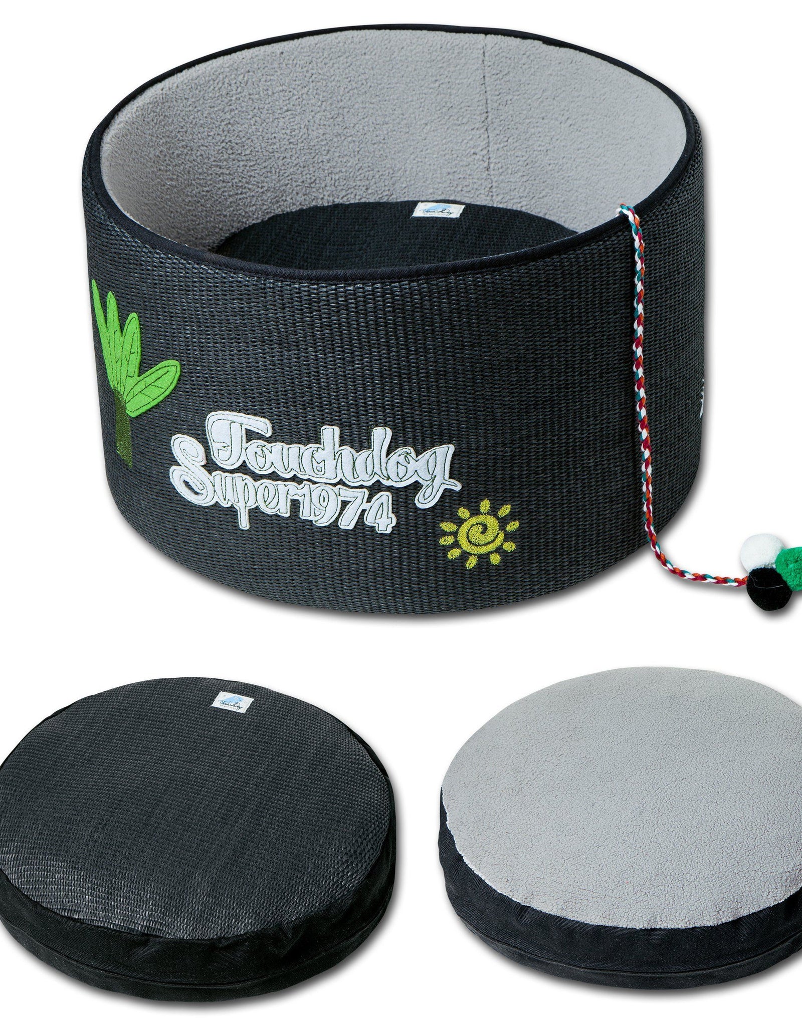 Touchcat 'Claw-ver Nest' Rounded Scratching Cat Bed w/ Teaser Toy