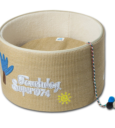 Touchcat 'Claw-ver Nest' Rounded Scratching Cat Bed w/ Teaser Toy