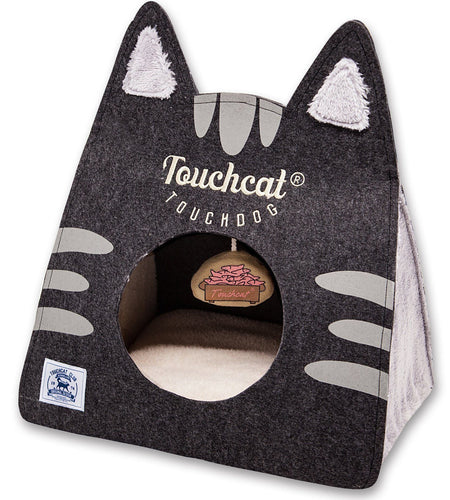 Touchcat ® 'Kitty Ears' Travel On-The-Go Folding Designer Fashion Pet Cat Bed House w/ Hanging Teaser Toy