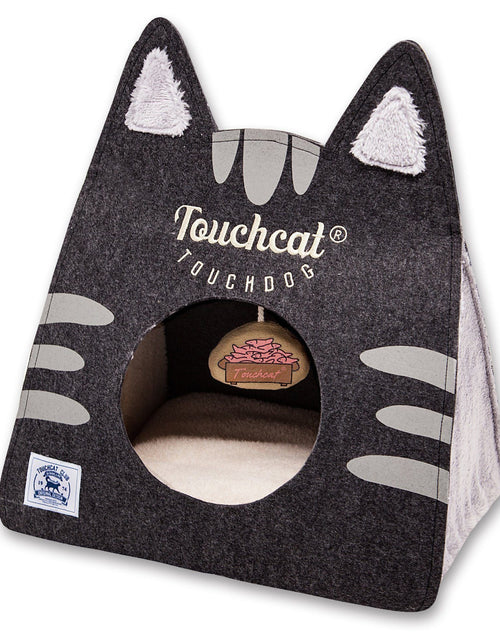 Load image into Gallery viewer, Touchcat ® 'Kitty Ears' Travel On-The-Go Folding Designer Fashion Pet Cat Bed House w/ Hanging Teaser Toy
