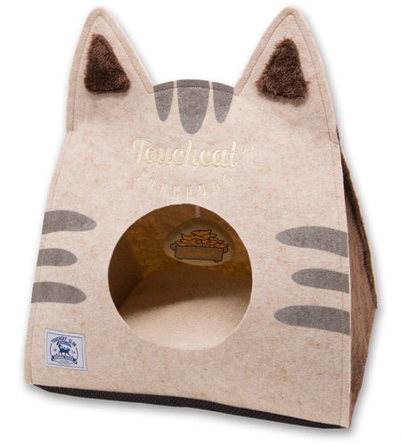 Touchcat ® 'Kitty Ears' Travel On-The-Go Folding Designer Fashion Pet Cat Bed House w/ Hanging Teaser Toy