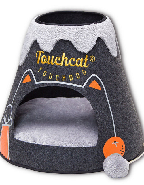 Load image into Gallery viewer, Touchcat ® 'Molten Lava' Triangular Frashion Designer Pet Kitty Cat Bed House Lounge Lounger w/ Hanging Teaser Toy

