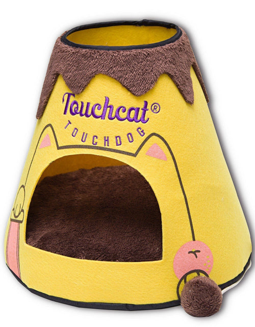 Load image into Gallery viewer, Touchcat ® 'Molten Lava' Triangular Frashion Designer Pet Kitty Cat Bed House Lounge Lounger w/ Hanging Teaser Toy

