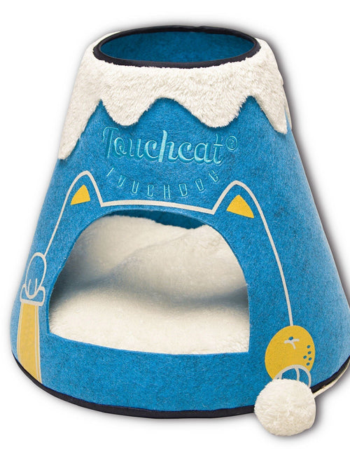 Load image into Gallery viewer, Touchcat ® 'Molten Lava' Triangular Frashion Designer Pet Kitty Cat Bed House Lounge Lounger w/ Hanging Teaser Toy
