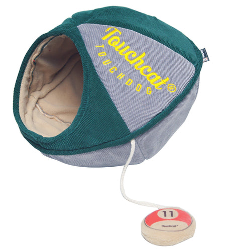 Touchcat ® 'Oval Saucer' Collapsible Walk-Through Kitty Pet Cat Bed House w/ Play Active Teaser Toy