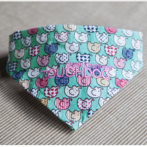 Load image into Gallery viewer, Touchdog Elephant Patterned Hook-and-Loop Fashion Dog Bandana
