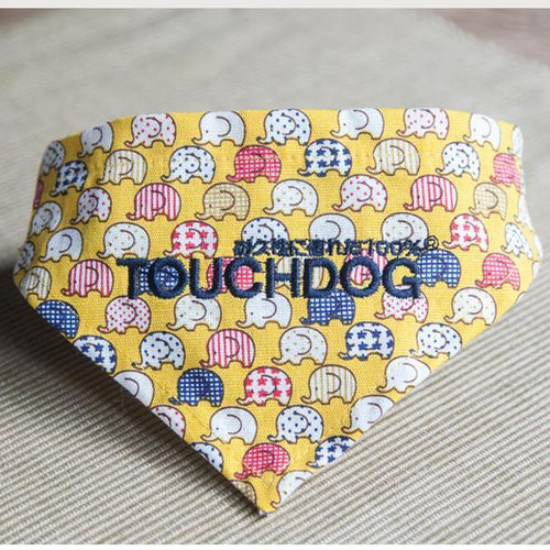 Load image into Gallery viewer, Touchdog Elephant Patterned Hook-and-Loop Fashion Dog Bandana
