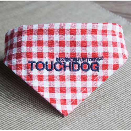 Load image into Gallery viewer, Touchdog Plaid Patterned Hook-and-Loop Fashion Dog Bandana
