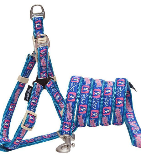 Touchdog 'Bone Patterned' Tough Stitched Dog Harness and Leash