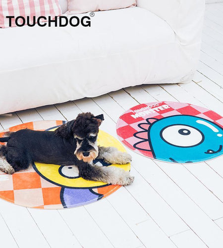 Touchdog Cartoon Crabby Tooth Monster Rounded Cat and Dog Mat
