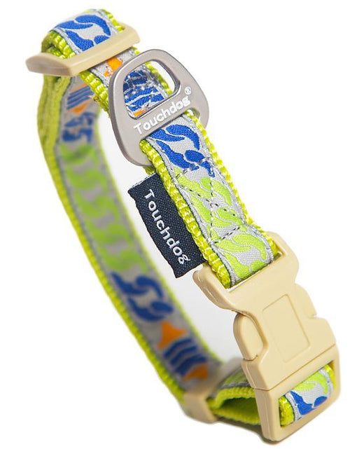 Load image into Gallery viewer, Touchdog 'Chain Printed' Tough Stitched Embroidered Collar and Leash
