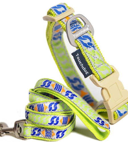 Touchdog 'Chain Printed' Tough Stitched Embroidered Collar and Leash