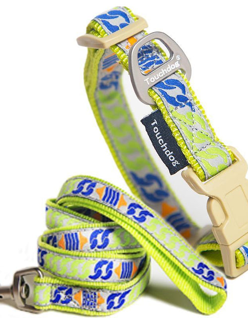 Load image into Gallery viewer, Touchdog 'Chain Printed' Tough Stitched Embroidered Collar and Leash
