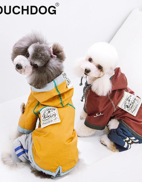 Load image into Gallery viewer, Touchdog 'Cloudburst' Reversible Fashion Waterproof Dog Raincoat
