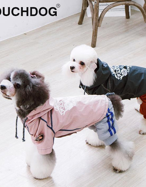 Load image into Gallery viewer, Touchdog 'Cloudburst' Reversible Fashion Waterproof Dog Raincoat
