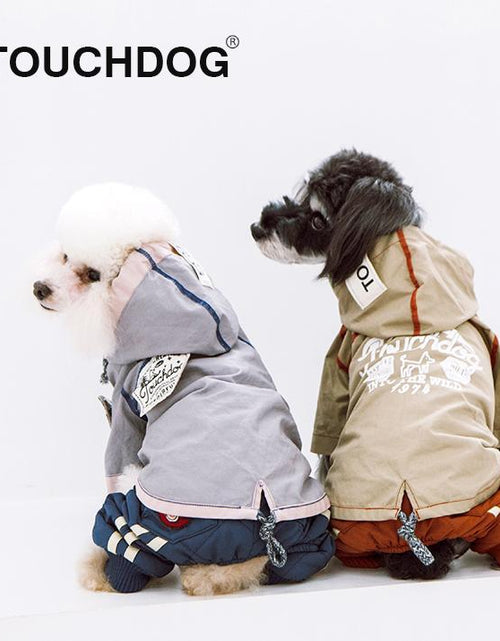 Load image into Gallery viewer, Touchdog 'Cloudburst' Reversible Fashion Waterproof Dog Raincoat
