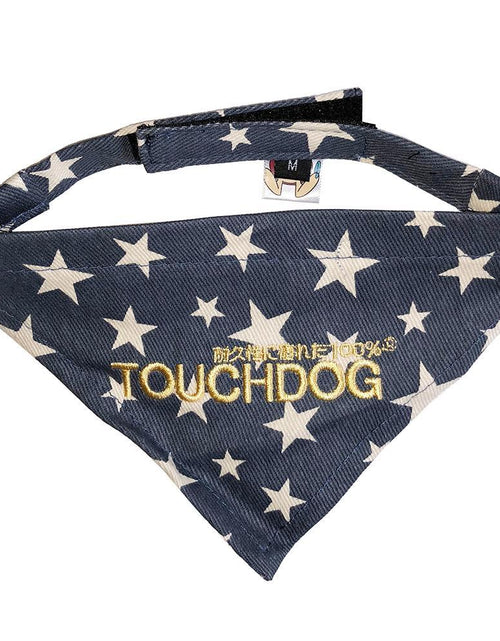 Load image into Gallery viewer, Touchdog Designer Hook-and-Loop Pet Bandana - Blue
