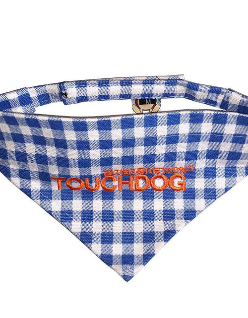 Load image into Gallery viewer, Touchdog Designer Hook-and-Loop Pet Bandana - Blue
