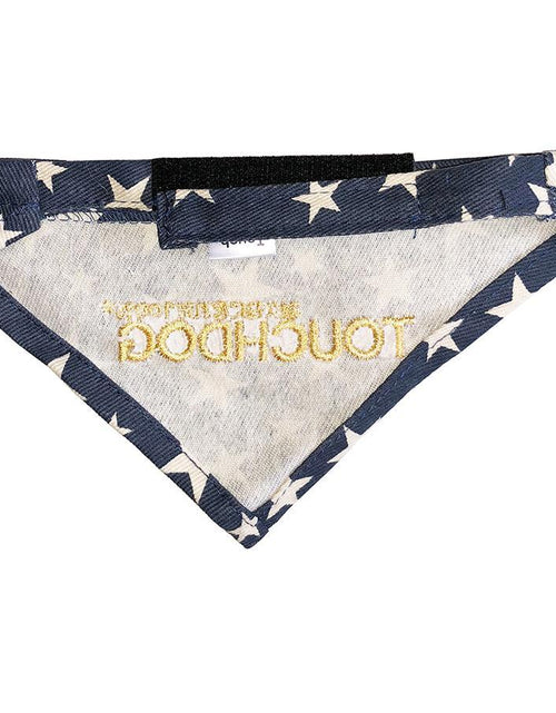 Load image into Gallery viewer, Touchdog Designer Hook-and-Loop Pet Bandana - Blue
