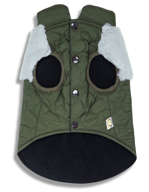 Load image into Gallery viewer, Touchdog 'Furrost-Bite' Fur and Fleece Designer Fashion Dog Jacket
