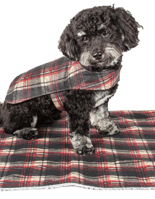 Load image into Gallery viewer, Touchdog ® 2-In-1 Tartan Plaid Dog Jacket and Matching Reversible Dog Mat
