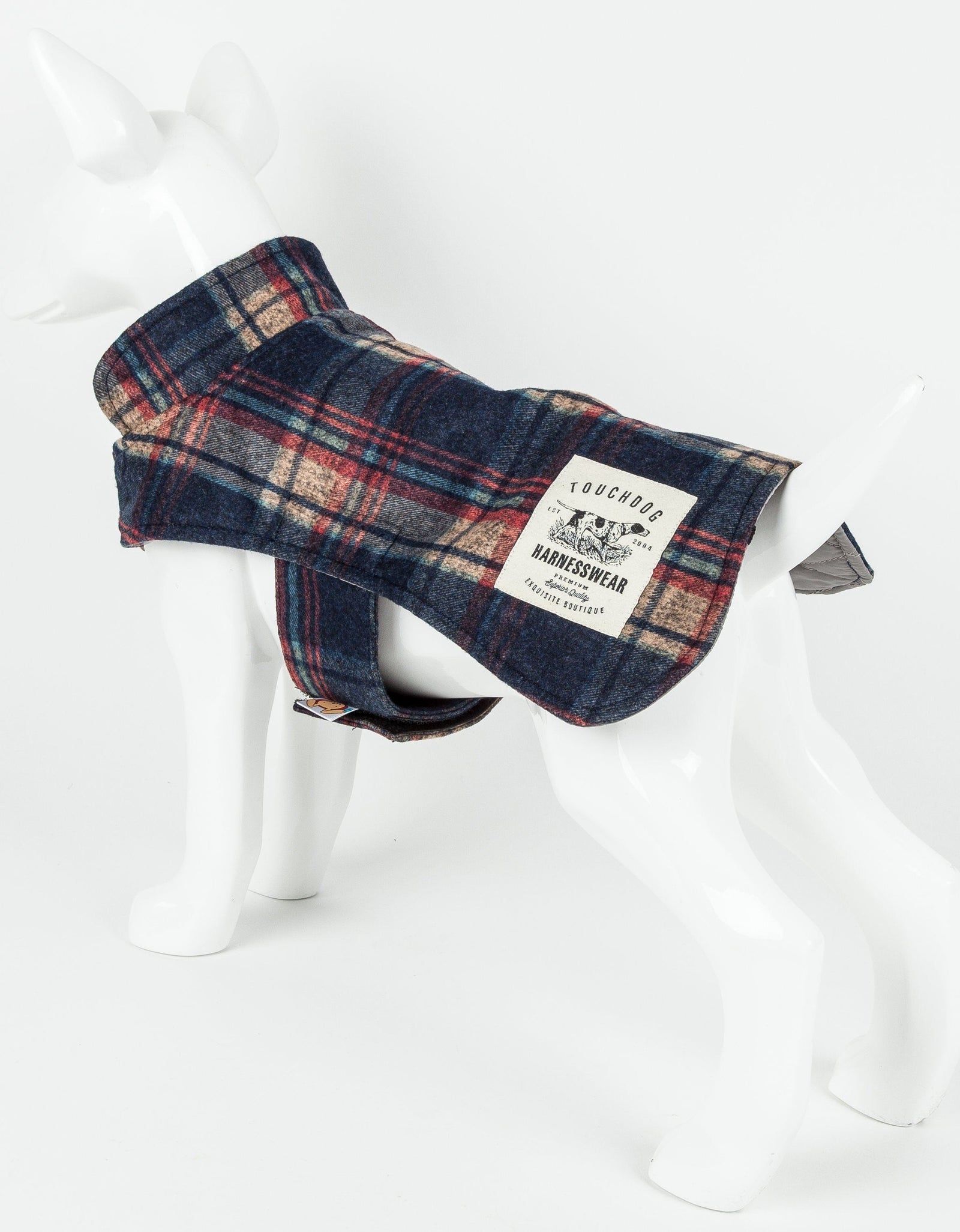 Touchdog ® 2-In-1 Tartan Plaid Dog Jacket and Matching Reversible Dog Mat
