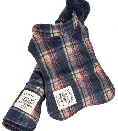 Touchdog ® 2-In-1 Tartan Plaid Dog Jacket and Matching Reversible Dog Mat