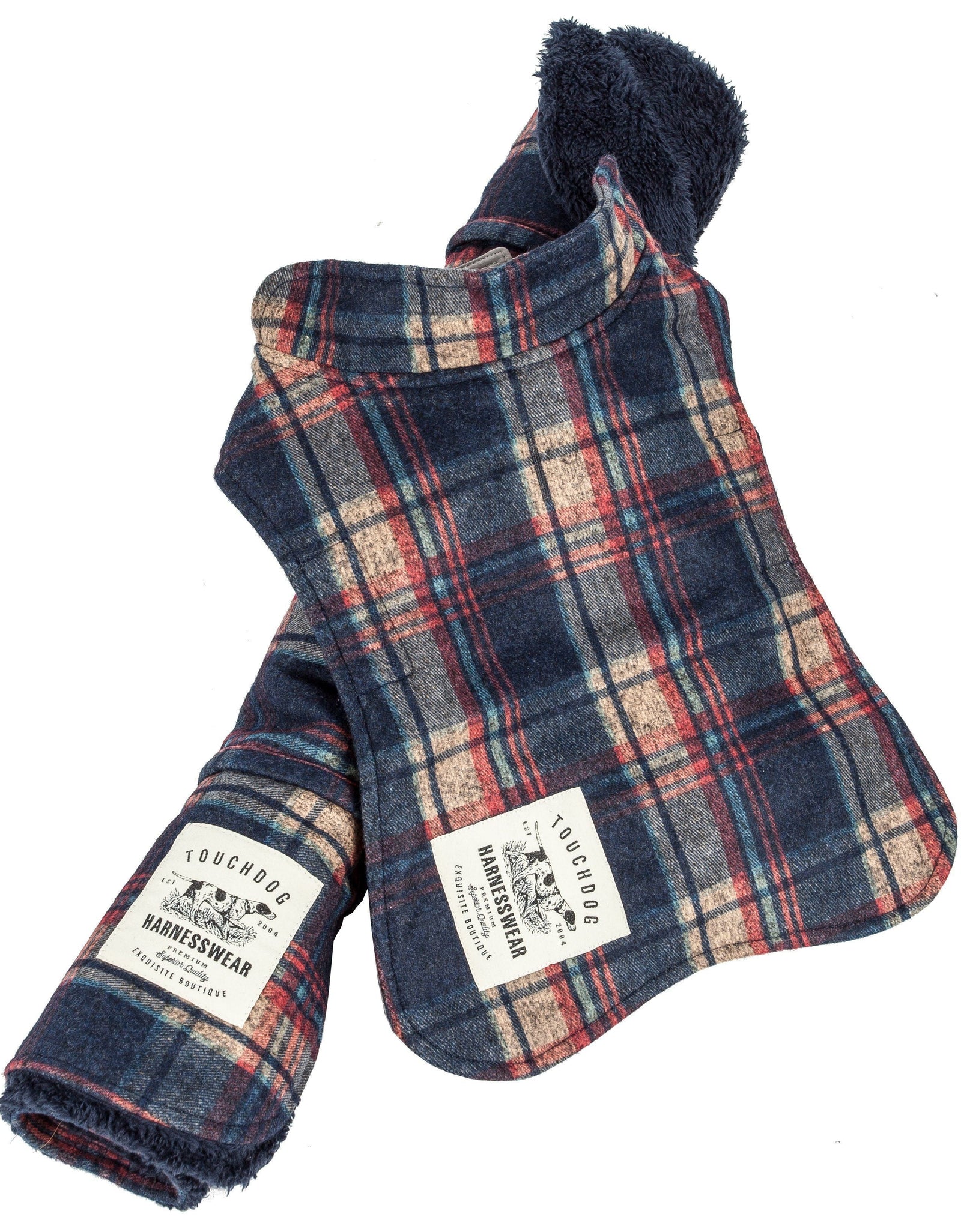 Touchdog ® 2-In-1 Tartan Plaid Dog Jacket and Matching Reversible Dog Mat