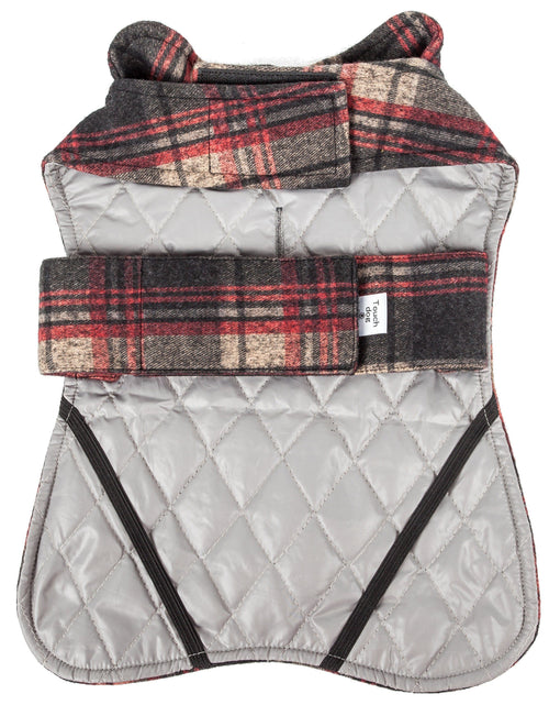 Load image into Gallery viewer, Touchdog ® 2-In-1 Tartan Plaid Dog Jacket and Matching Reversible Dog Mat
