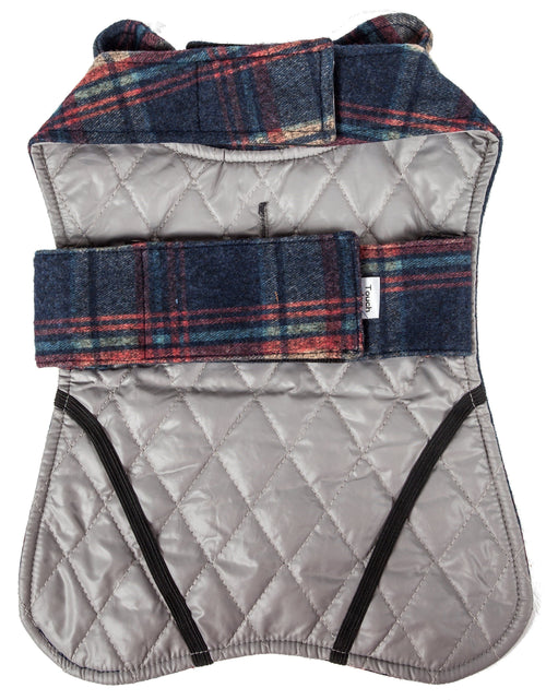 Load image into Gallery viewer, Touchdog ® 2-In-1 Tartan Plaid Dog Jacket and Matching Reversible Dog Mat
