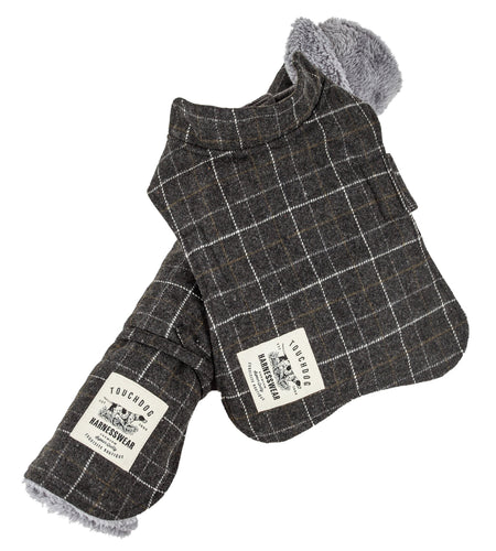 Touchdog ® 2-In-1 Windowpane Plaid Dog Jacket and Matching Reversible Dog Mat