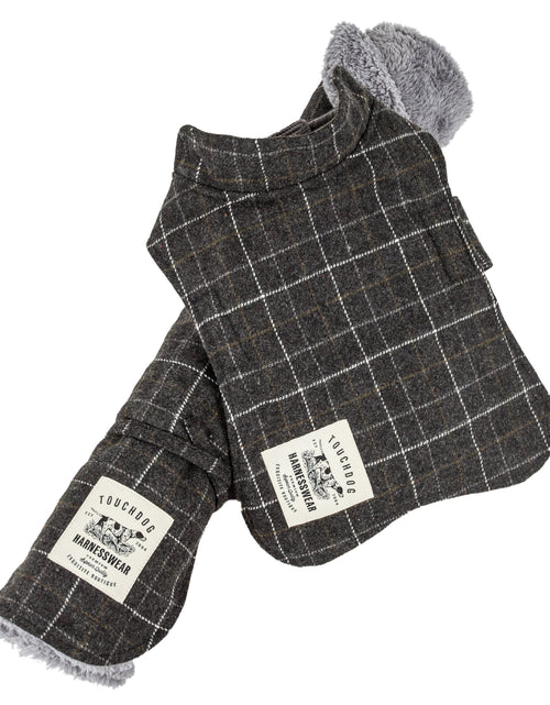 Load image into Gallery viewer, Touchdog ® 2-In-1 Windowpane Plaid Dog Jacket and Matching Reversible Dog Mat
