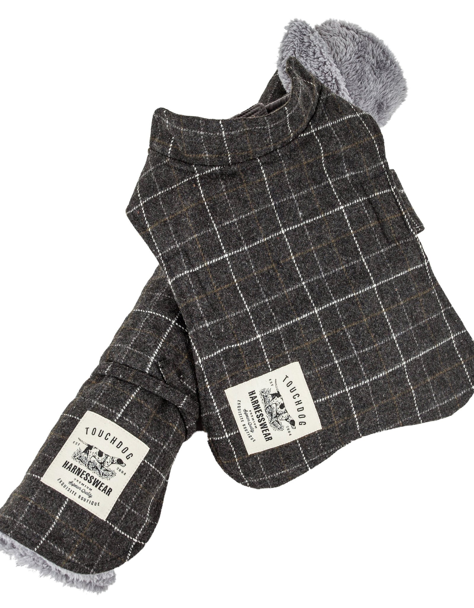 Touchdog ® 2-In-1 Windowpane Plaid Dog Jacket and Matching Reversible Dog Mat