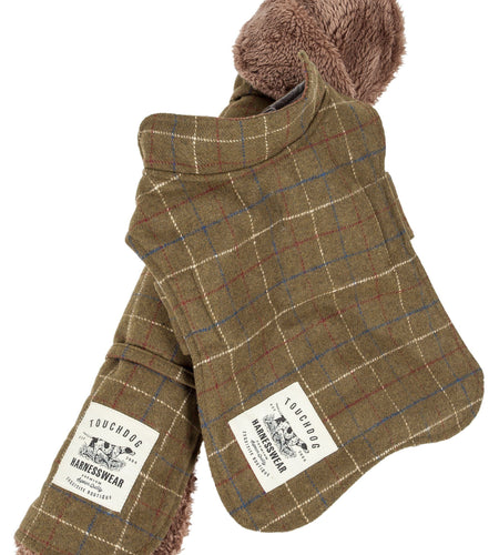 Touchdog ® 2-In-1 Windowpane Plaid Dog Jacket and Matching Reversible Dog Mat