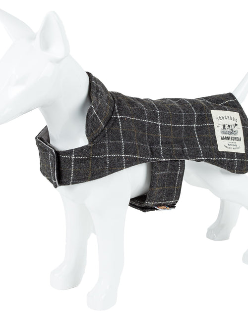 Load image into Gallery viewer, Touchdog ® 2-In-1 Windowpane Plaid Dog Jacket and Matching Reversible Dog Mat
