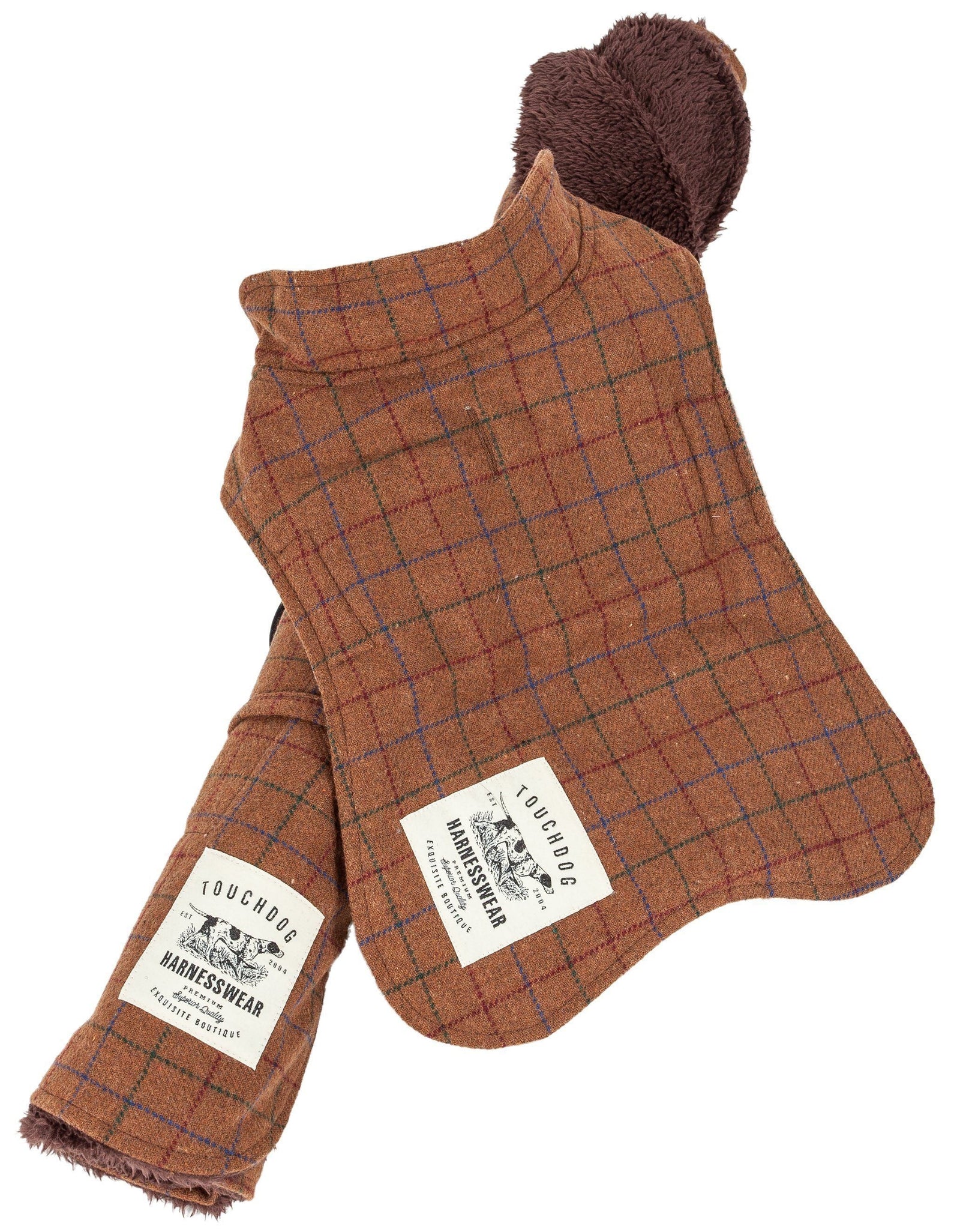 Touchdog ® 2-In-1 Windowpane Plaid Dog Jacket and Matching Reversible Dog Mat