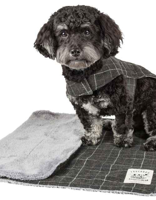 Load image into Gallery viewer, Touchdog ® 2-In-1 Windowpane Plaid Dog Jacket and Matching Reversible Dog Mat
