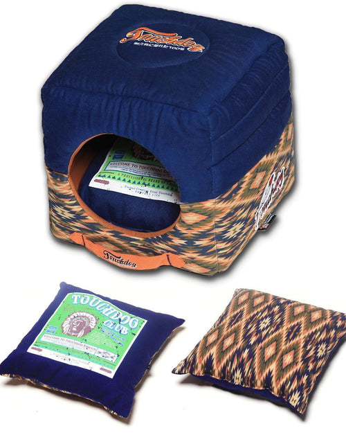 Load image into Gallery viewer, Touchdog ® '70's Vintage-Tribal' 2-in-1 Collapsible Squared Dog and Cat Bed
