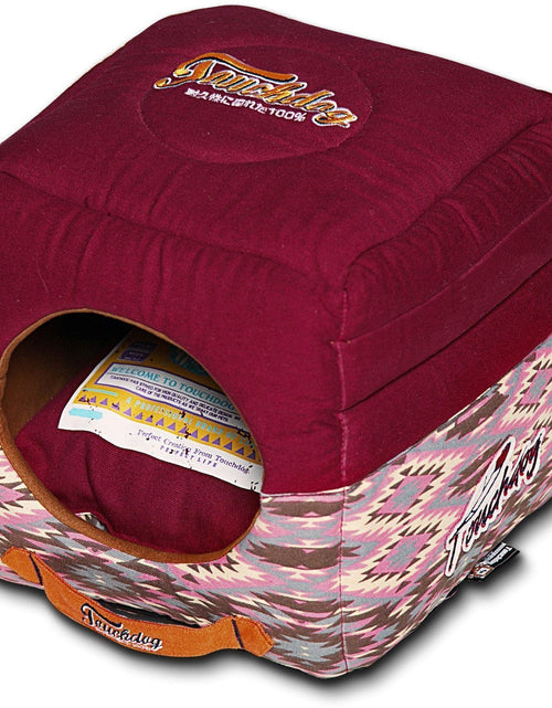 Load image into Gallery viewer, Touchdog ® '70's Vintage-Tribal' 2-in-1 Collapsible Squared Dog and Cat Bed
