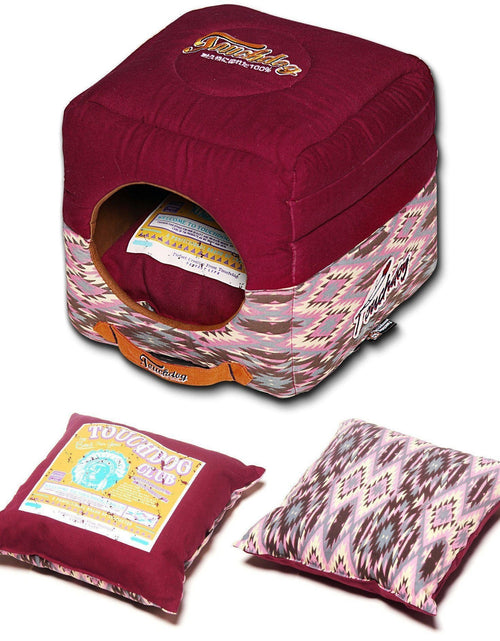 Load image into Gallery viewer, Touchdog ® '70's Vintage-Tribal' 2-in-1 Collapsible Squared Dog and Cat Bed
