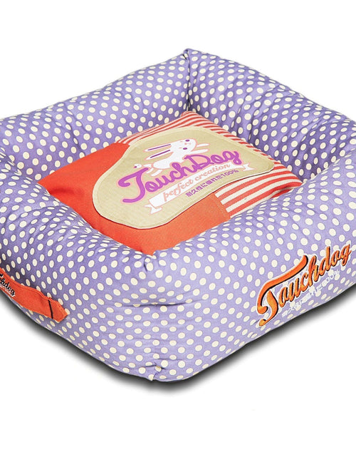 Load image into Gallery viewer, Touchdog ® 'Polka-Striped' Designer Premium Squared Dog Bed
