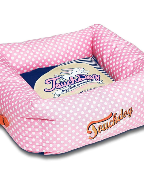 Load image into Gallery viewer, Touchdog ® 'Polka-Striped' Designer Premium Squared Dog Bed
