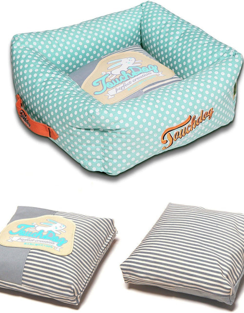 Load image into Gallery viewer, Touchdog ® 'Polka-Striped' Designer Premium Squared Dog Bed
