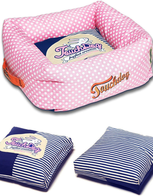 Load image into Gallery viewer, Touchdog ® 'Polka-Striped' Designer Premium Squared Dog Bed
